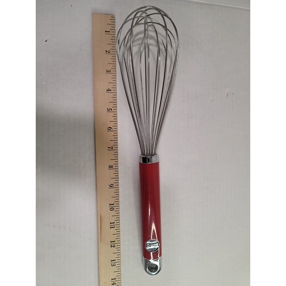 Kitchen Aid Red Handle wisk stainless steel 13 in